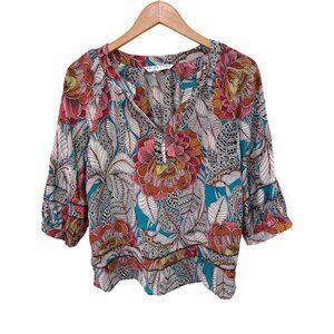 Trina Turk Via Lola bold print silk top size S small